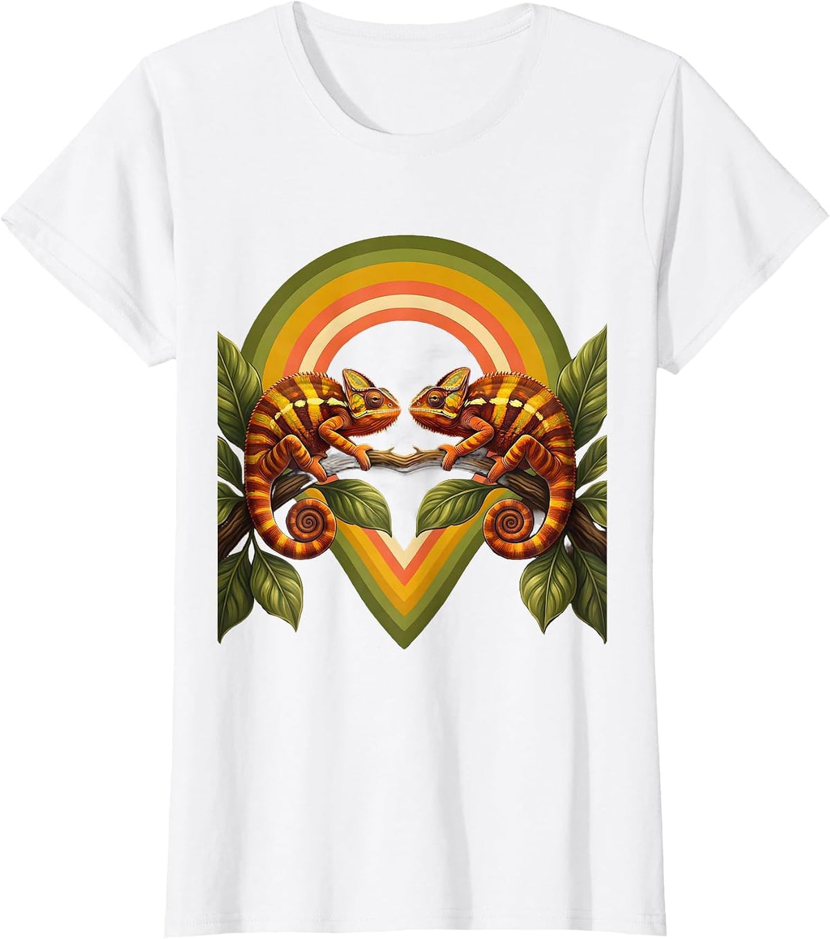 Women's Twin Day Mirrored Chameleons Spirit Week Design T-Shirt - White