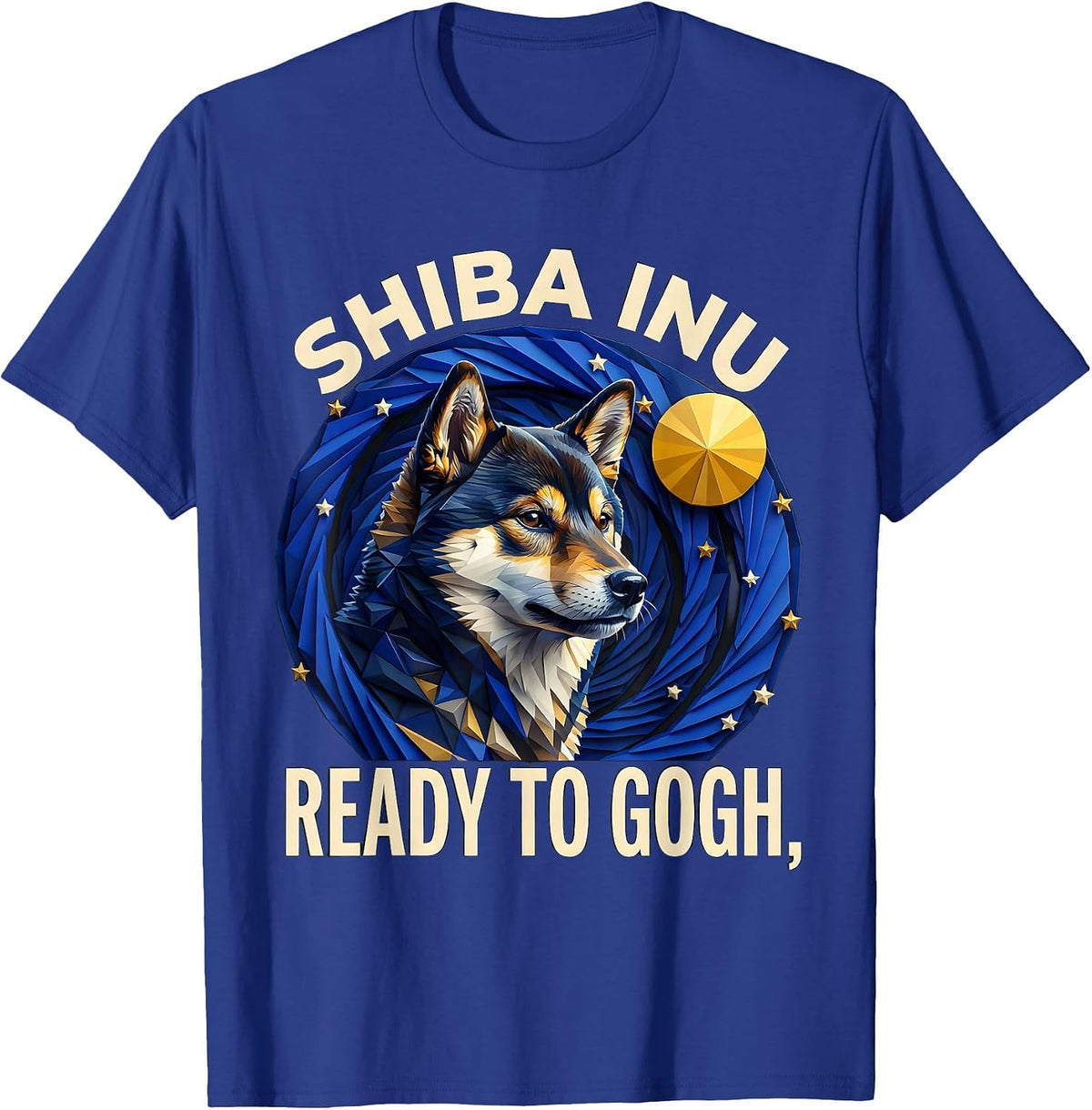 Men's Shiba Inu Ready to Gogh Low Poly Art Dog Lover Gift T-Shirt - Royal Blue