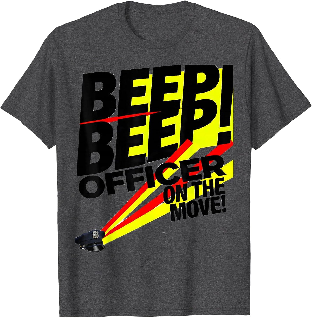 Beep Beep! Officer On The Move! Funny Police Officer Kids T-Shirt - Dark Heather Grey