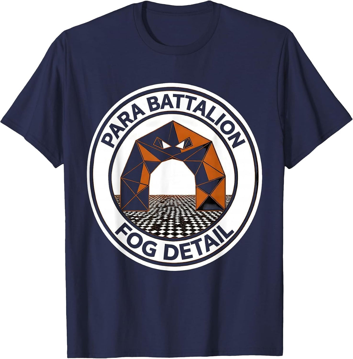 Men's Para Battalion Fog Detail Geometric Paraeducator Halloween T-Shirt - Navy Blue