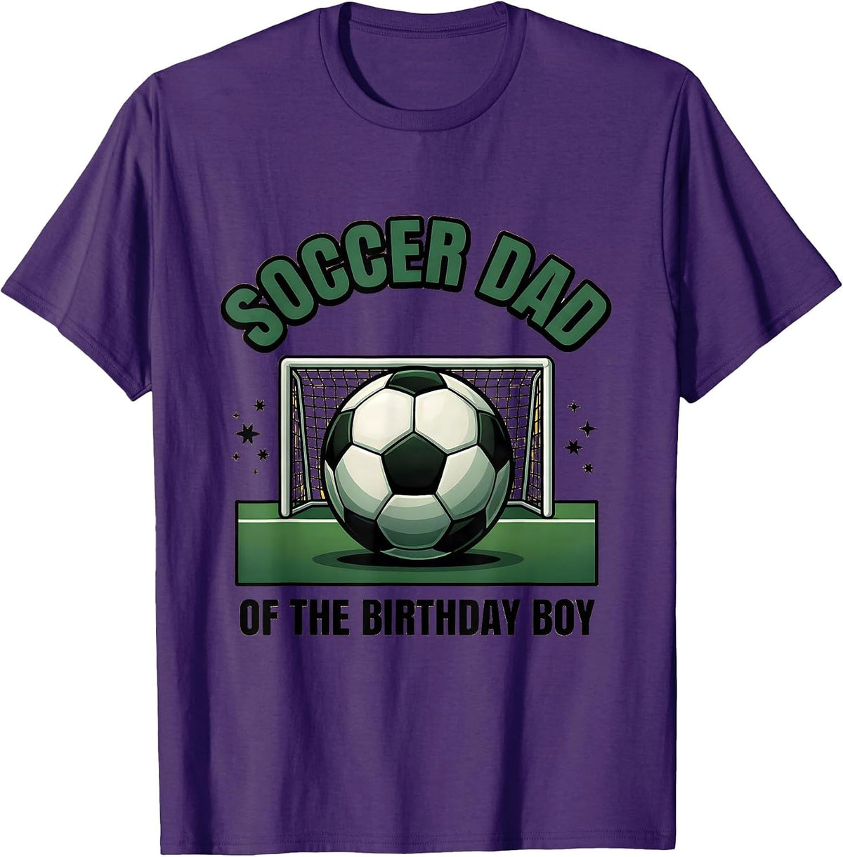 Men's Soccer Dad Of The Birthday Boy Flat Vector Family Matching T-Shirt - Purple