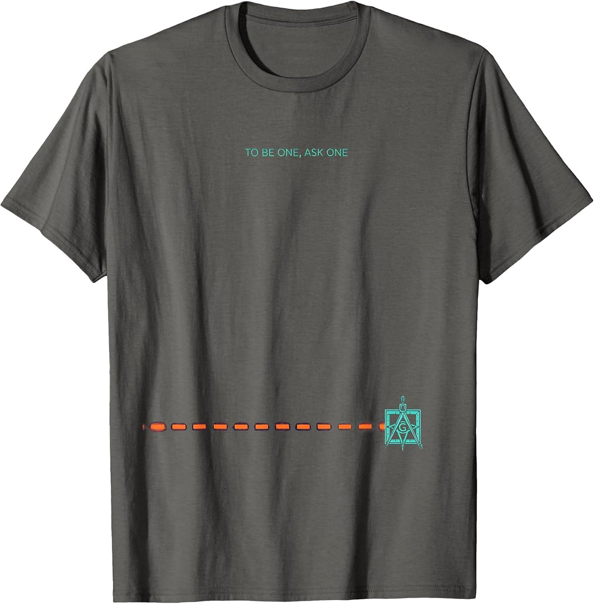 To Be One Ask One Risograph Freemason Square Compass T-Shirt - Asphalt Grey