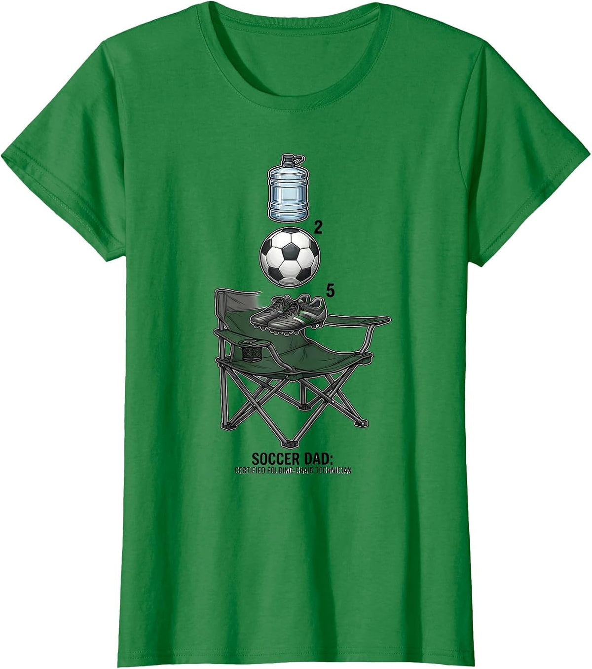 Women's Soccer Dad: Certified Folding-Chair Technician Dad T-Shirt - Kelly Green