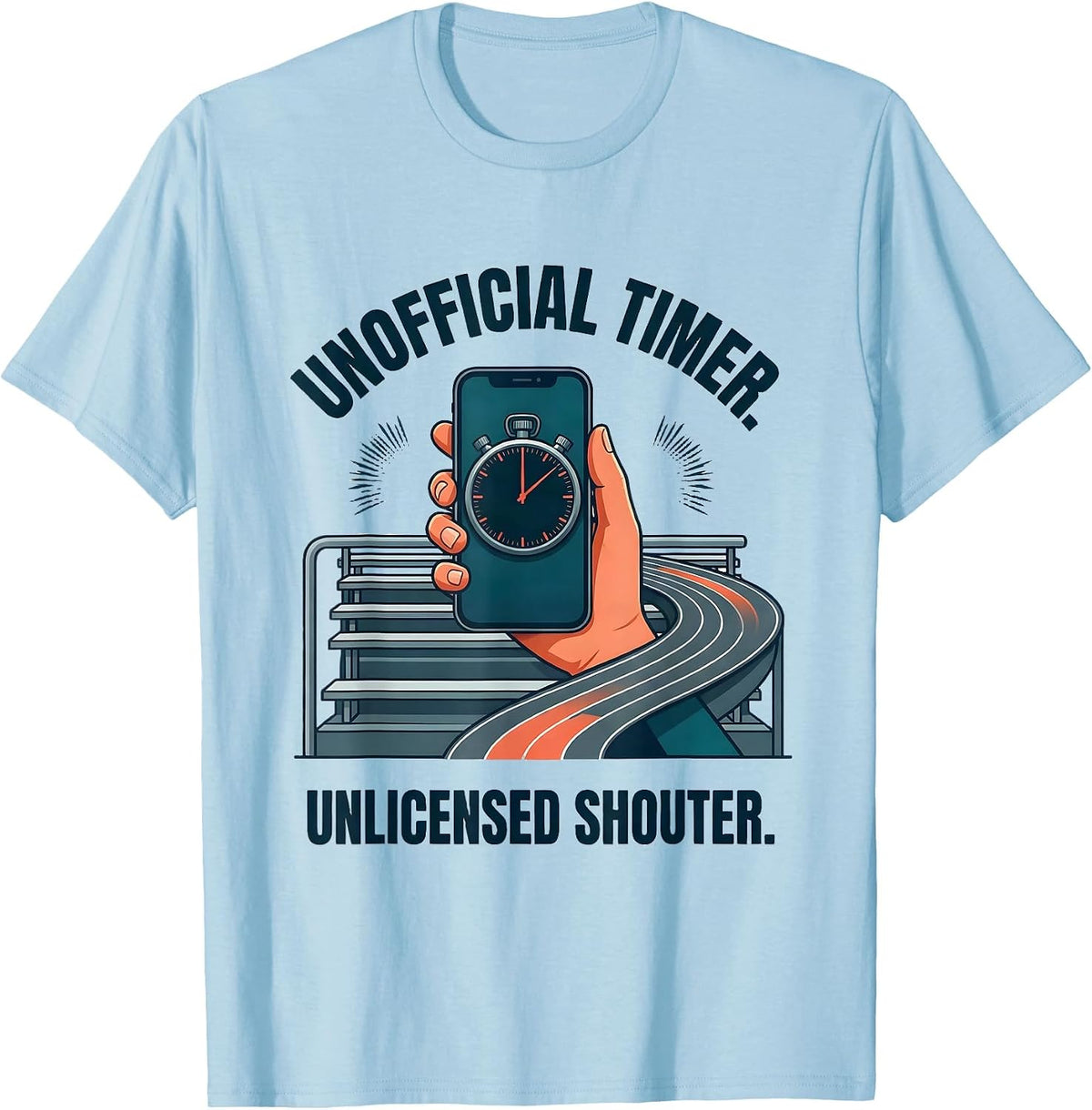 Men's Unofficial Timer Unlicensed Shouter Track Mom Track T-Shirt - Baby Blue