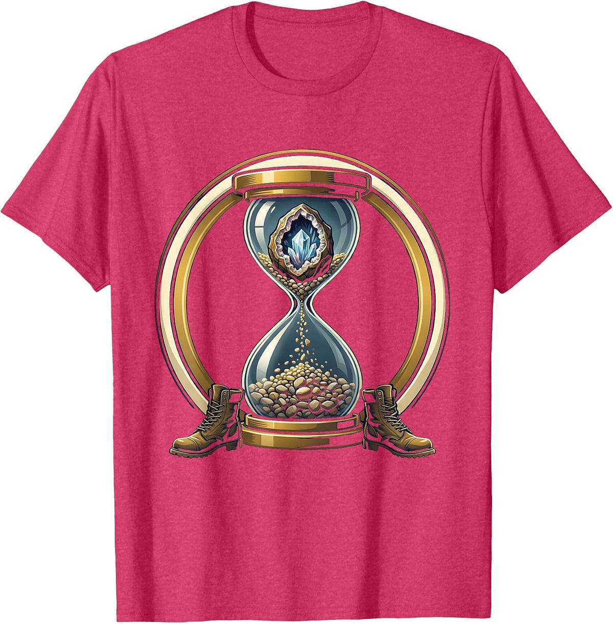 Sealed Geode Hourglass Rock Collector Emblem T-Shirt - Red Heather
