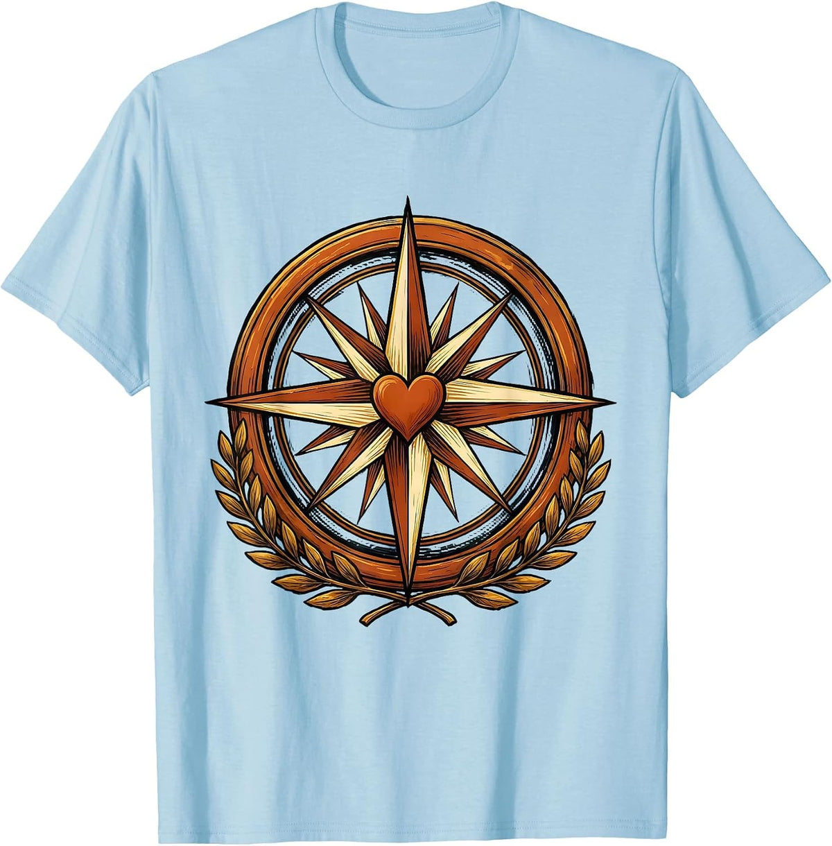 Men's Social Worker Compass Rose Heart Graphic T-Shirt - Baby Blue