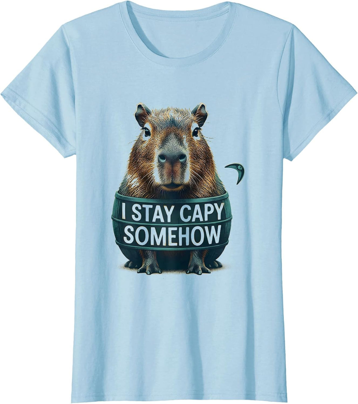 Women's I Stay Capy Somehow Funny Capybara Meme Animal Lover Humor T-Shirt - Baby Blue