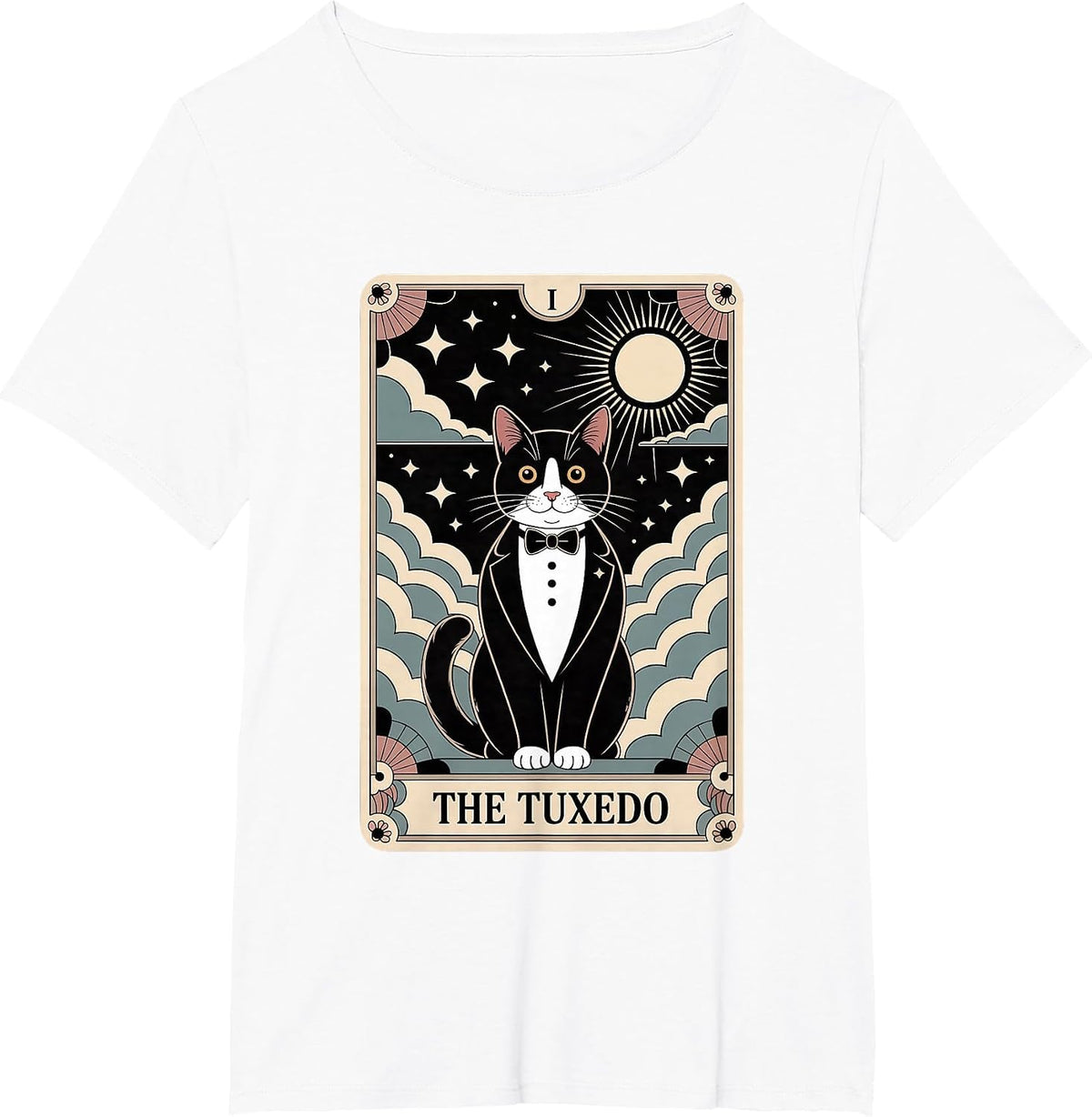 Tarot Card Cat Halloween The Tuxedo T-Shirt - White