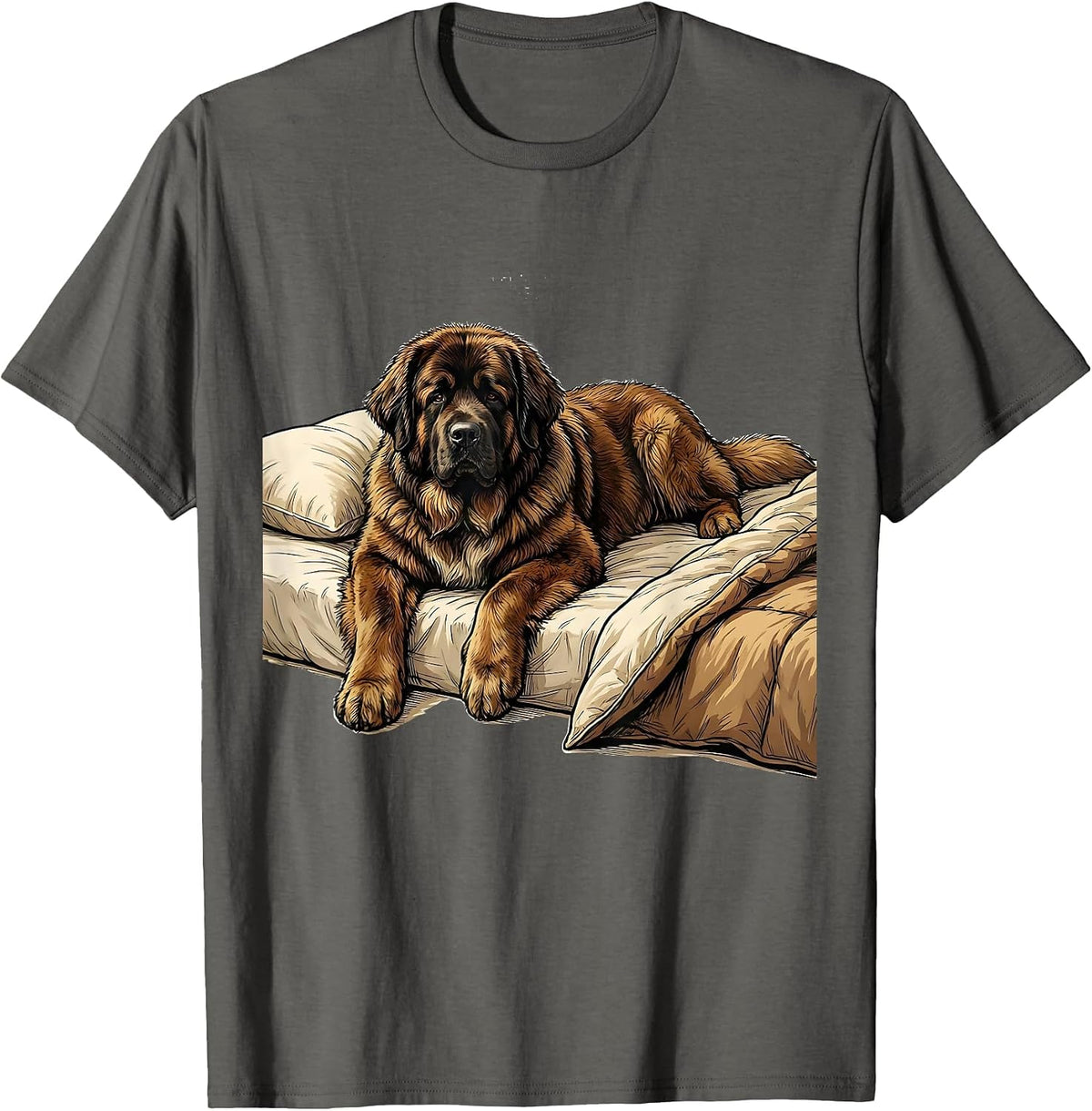 Newfoundland Dog Cozy Napping Pajama Nightshirt T-Shirt - Asphalt Grey