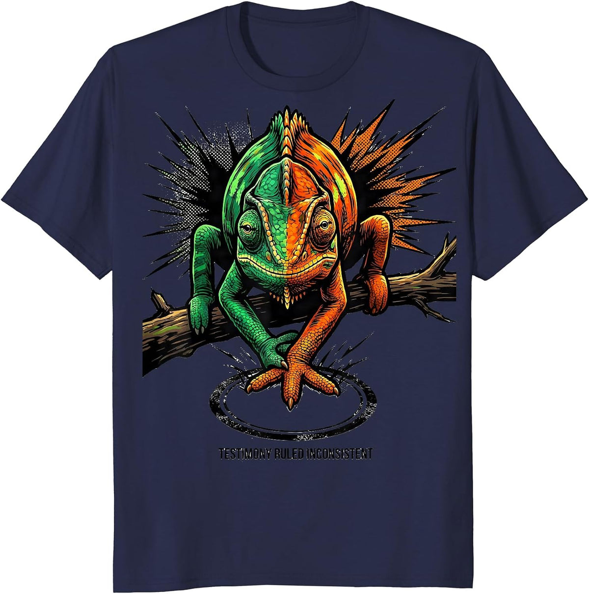 Testimony Ruled Inconsistent Comic Chameleon Absurdist Meme T-Shirt - Navy Blue