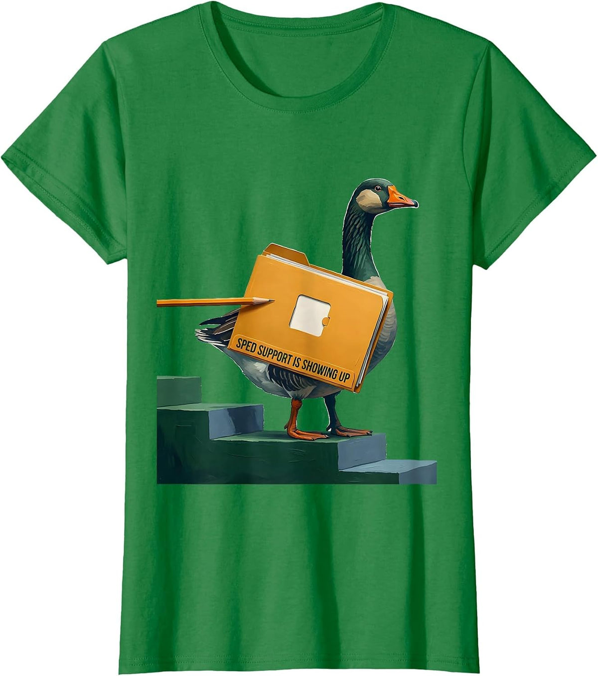 Women's SPED Support Is Showing Up Funny Special Education Teacher T-Shirt - Kelly Green