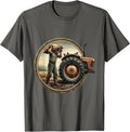Farmhand Tractor Vintage Farmer Gift T-Shirt - Asphalt Grey