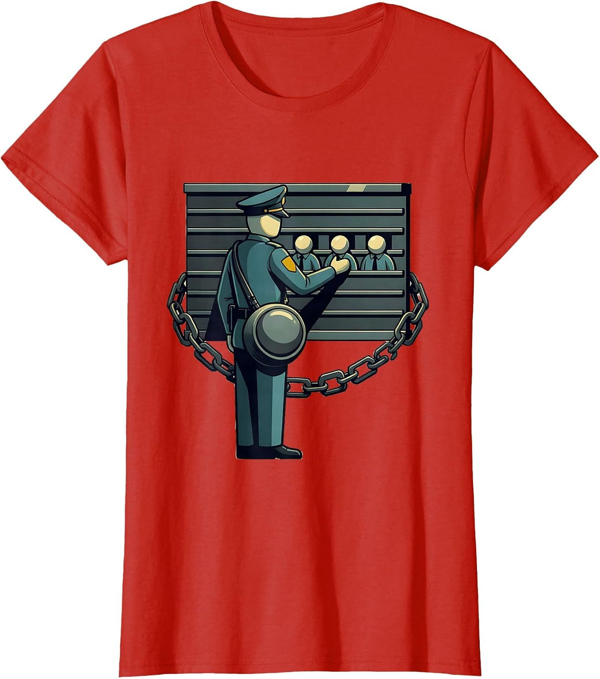 Women's Uniformed Officer Sorting Funny Police Officer Gift T-Shirt - Red