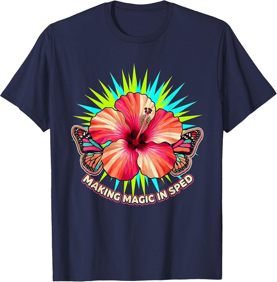 Making Magic in Sped Teacher Design T-Shirt - Navy Blue