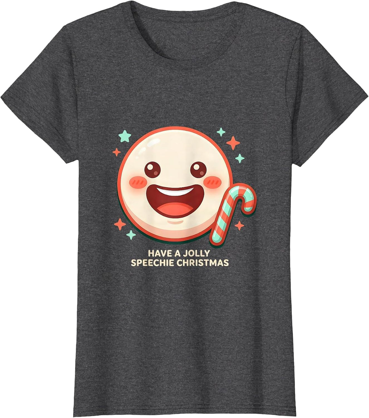 Women's Have a Jolly Speechie Christmas Cute Kawaii SLP Therapist T-Shirt - Dark Heather Grey