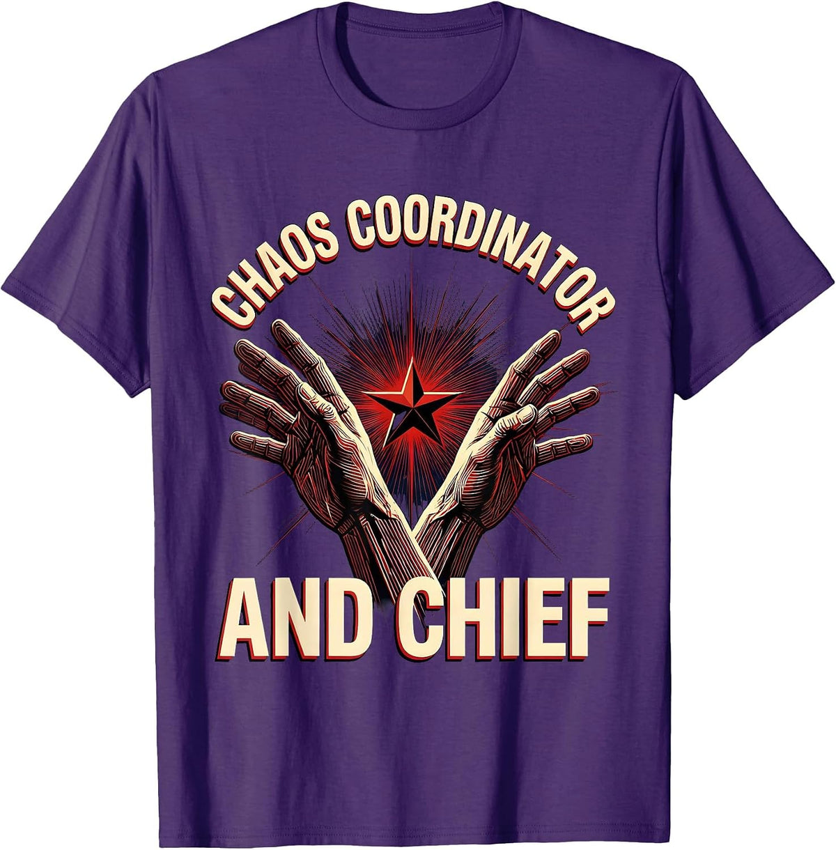 Men's Chaos Coordinator And Chief Mom Design T-Shirt - Purple