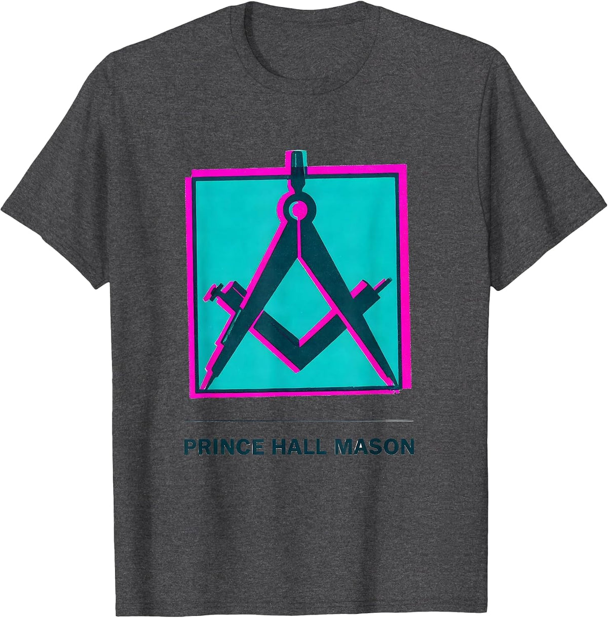 Prince Hall Mason Risograph Masonic Fraternal Pride T-Shirt - Dark Heather Grey