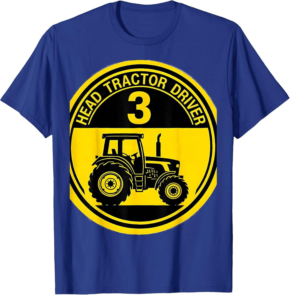 Men's Head Tractor Driver Age 3 Toddler Boy Birthday Tractor Lover T-Shirt - Royal Blue