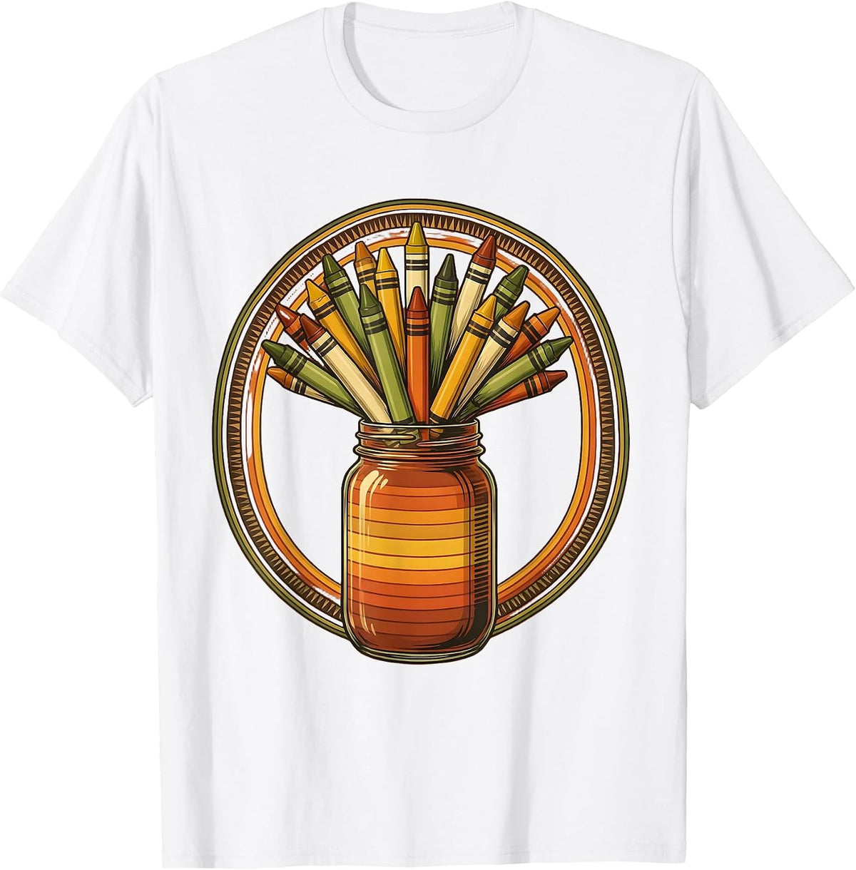 Crayon Bouquet Mason Jar Preschool Teacher Gift T-Shirt - White