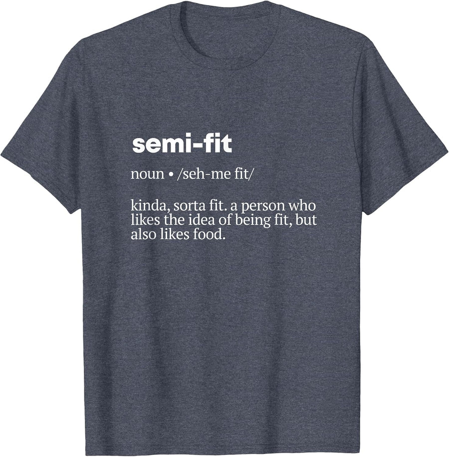 Semi-Fit Definition Gym T-Shirt Humor Workout Pump Cover T-Shirt - Heather Blue