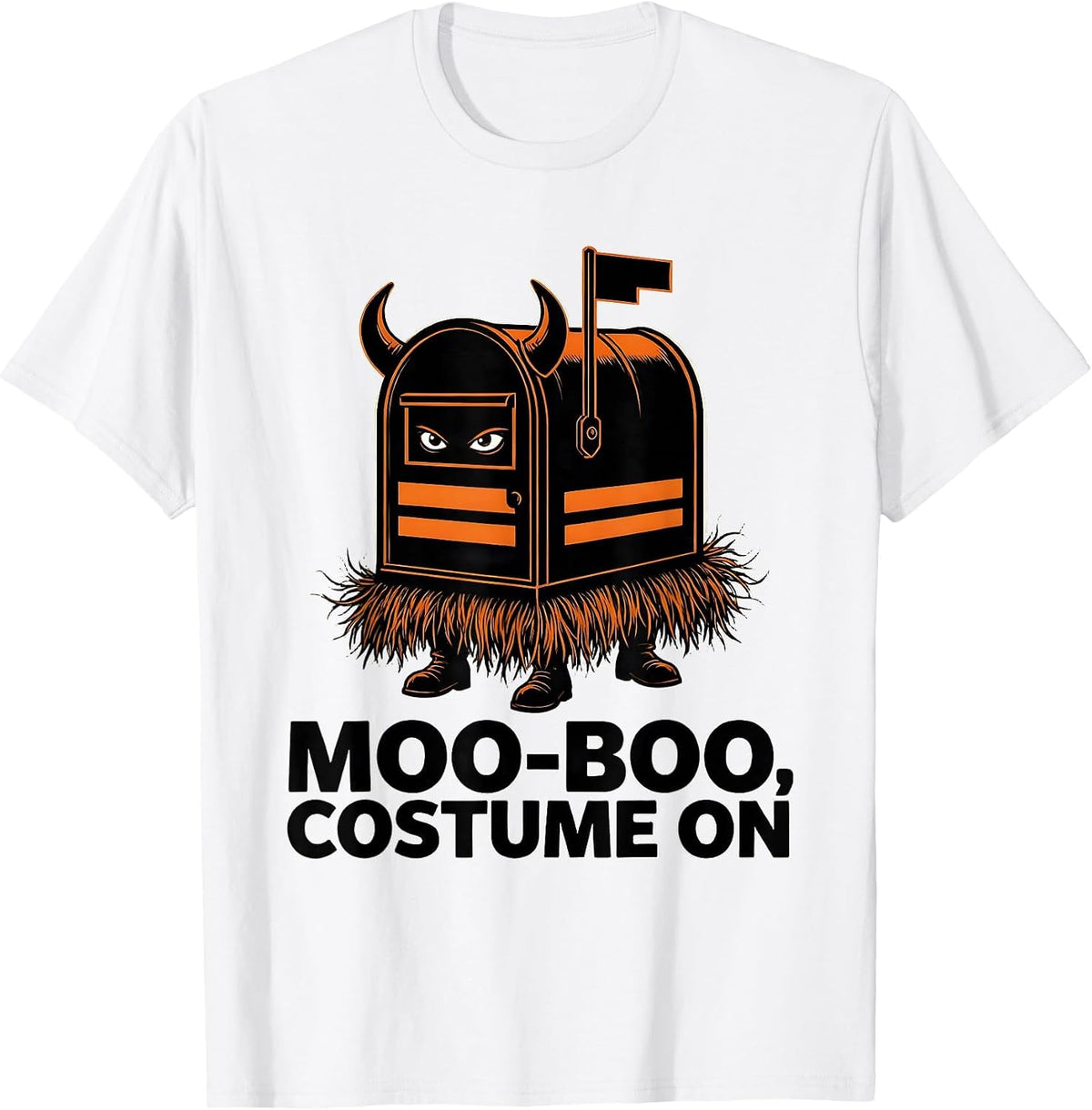 Men's Moo-BOO, Costume On Whimsical Highland Cow Halloween Fall T-Shirt - White