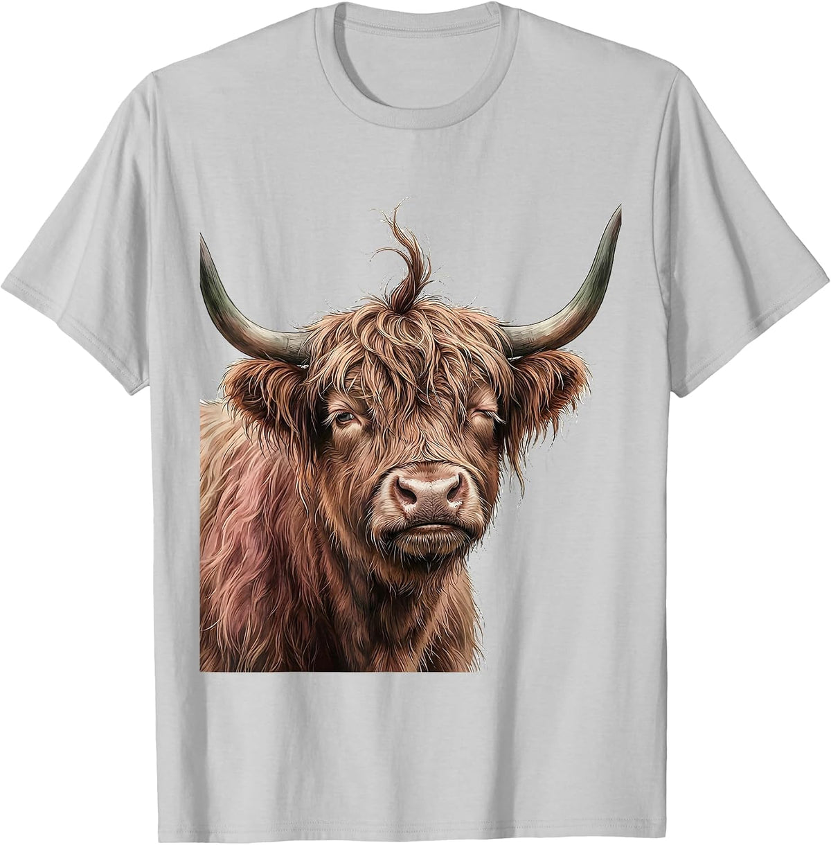 Men's Highland Cow Farm Humor Funny Cow Lover Gift T-Shirt - Silver Grey