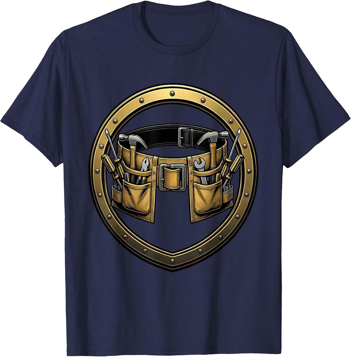 Labor Day Toolbelt Graphic with Hammer and Tools T-Shirt - Navy Blue