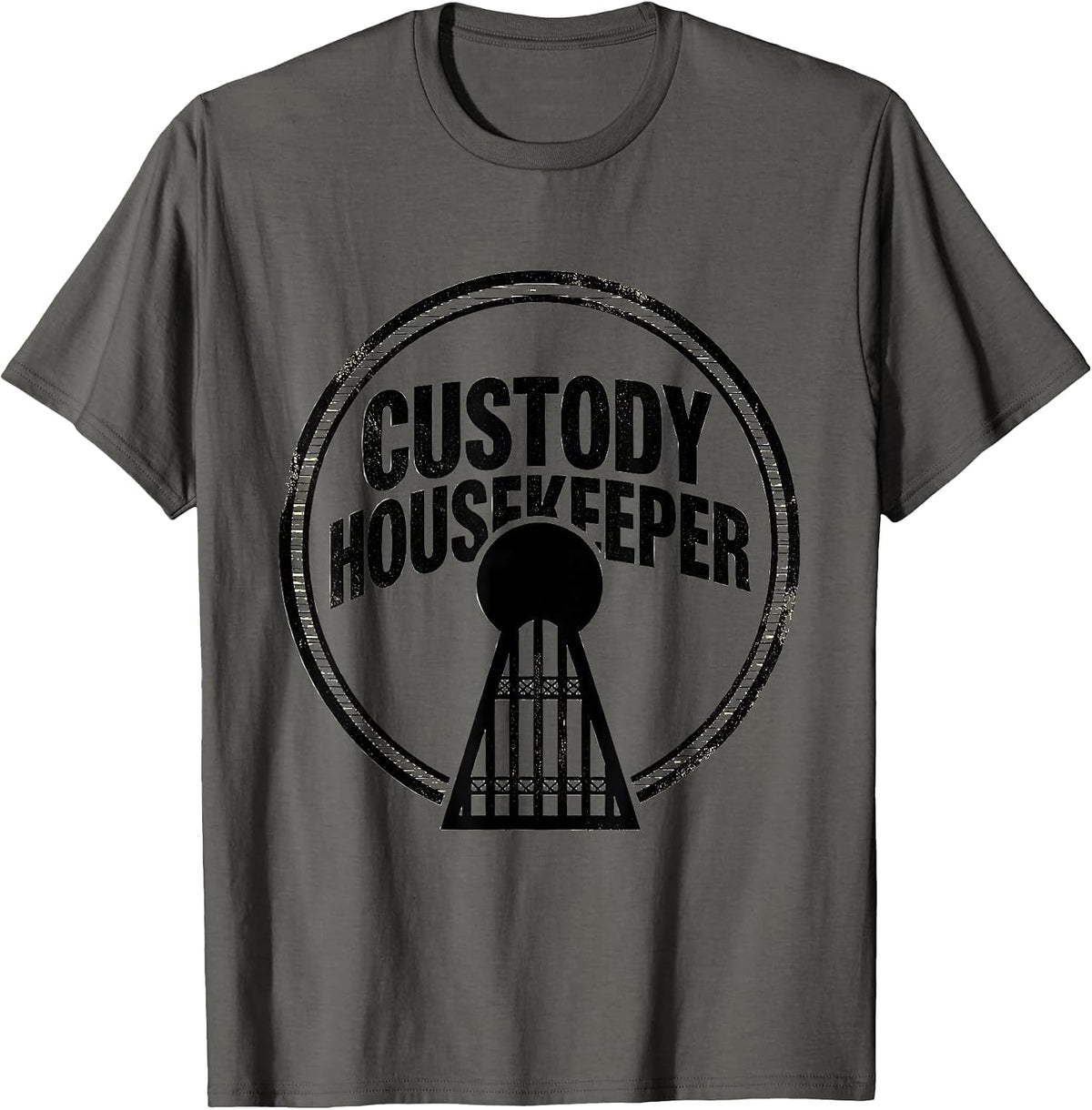 Men's Custody Housekeeper Funny Police Officer Correctional T-Shirt - Asphalt Grey