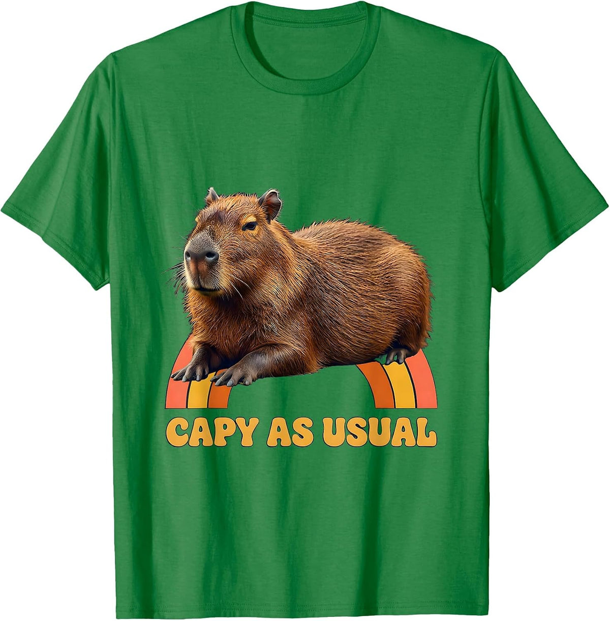 Men's Capy As Usual Retro Funny Capybara Animal Meme Gamer Gift T-Shirt - Kelly Green