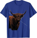 Highland Cow Cute Scottish Humor Flat Graphic T-Shirt - Royal Blue