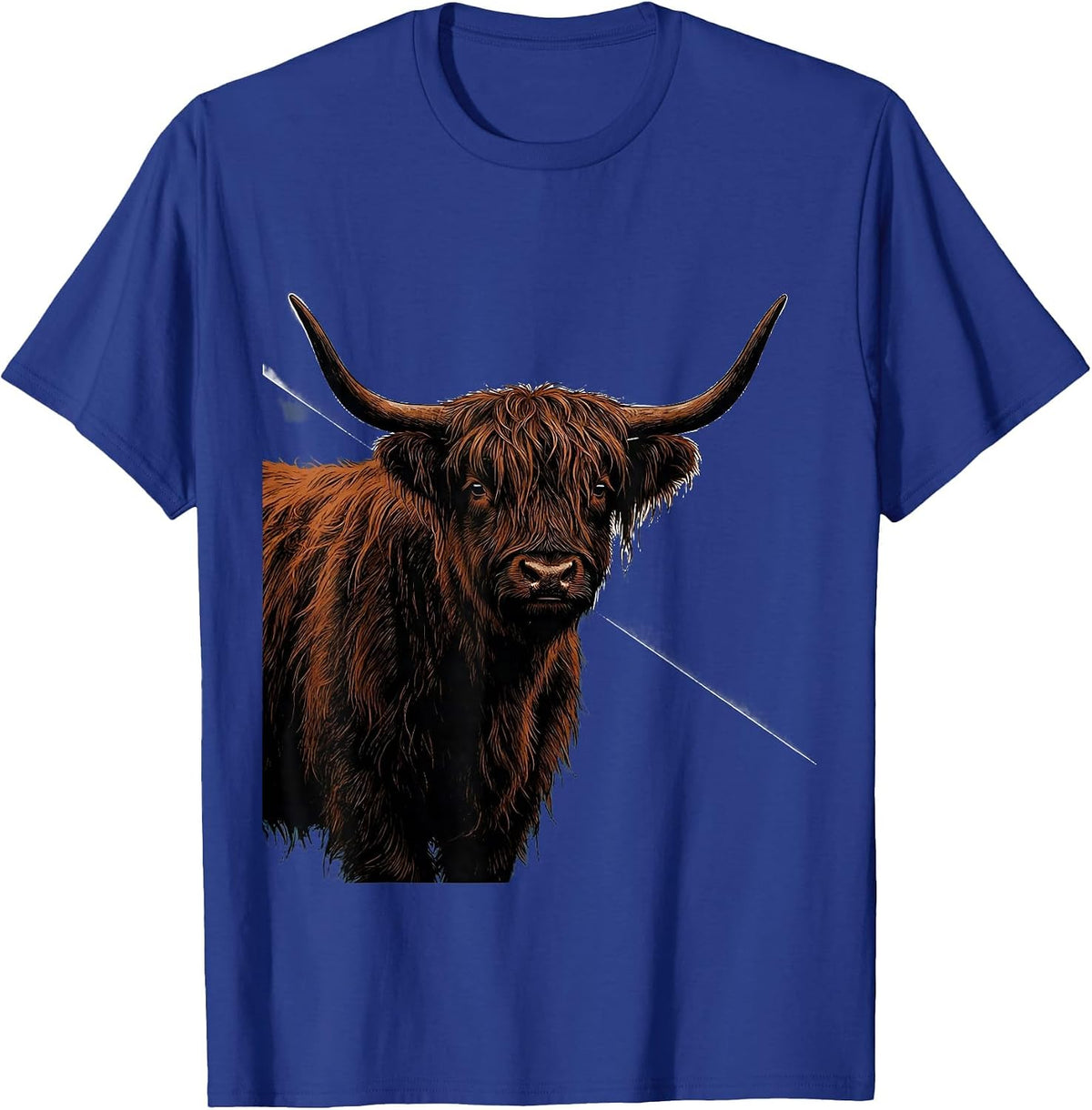 Highland Cow Cute Scottish Humor Flat Graphic T-Shirt - Royal Blue
