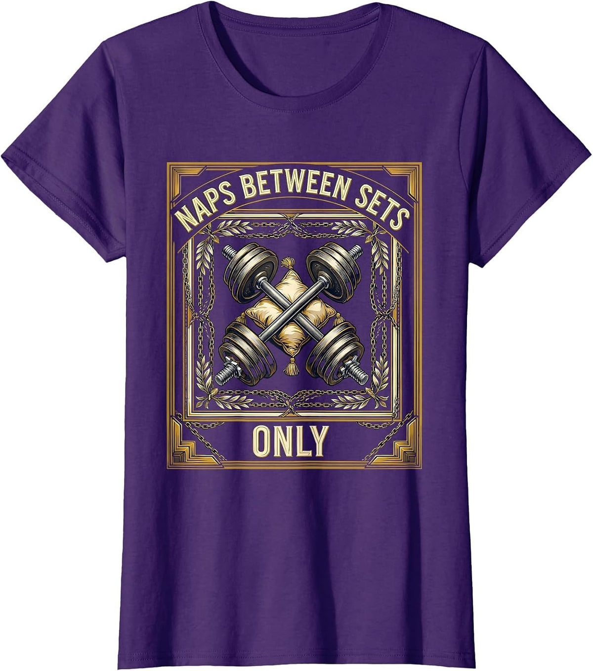 Women's Naps Between Sets Funny Gym Workout Design T-Shirt - Purple