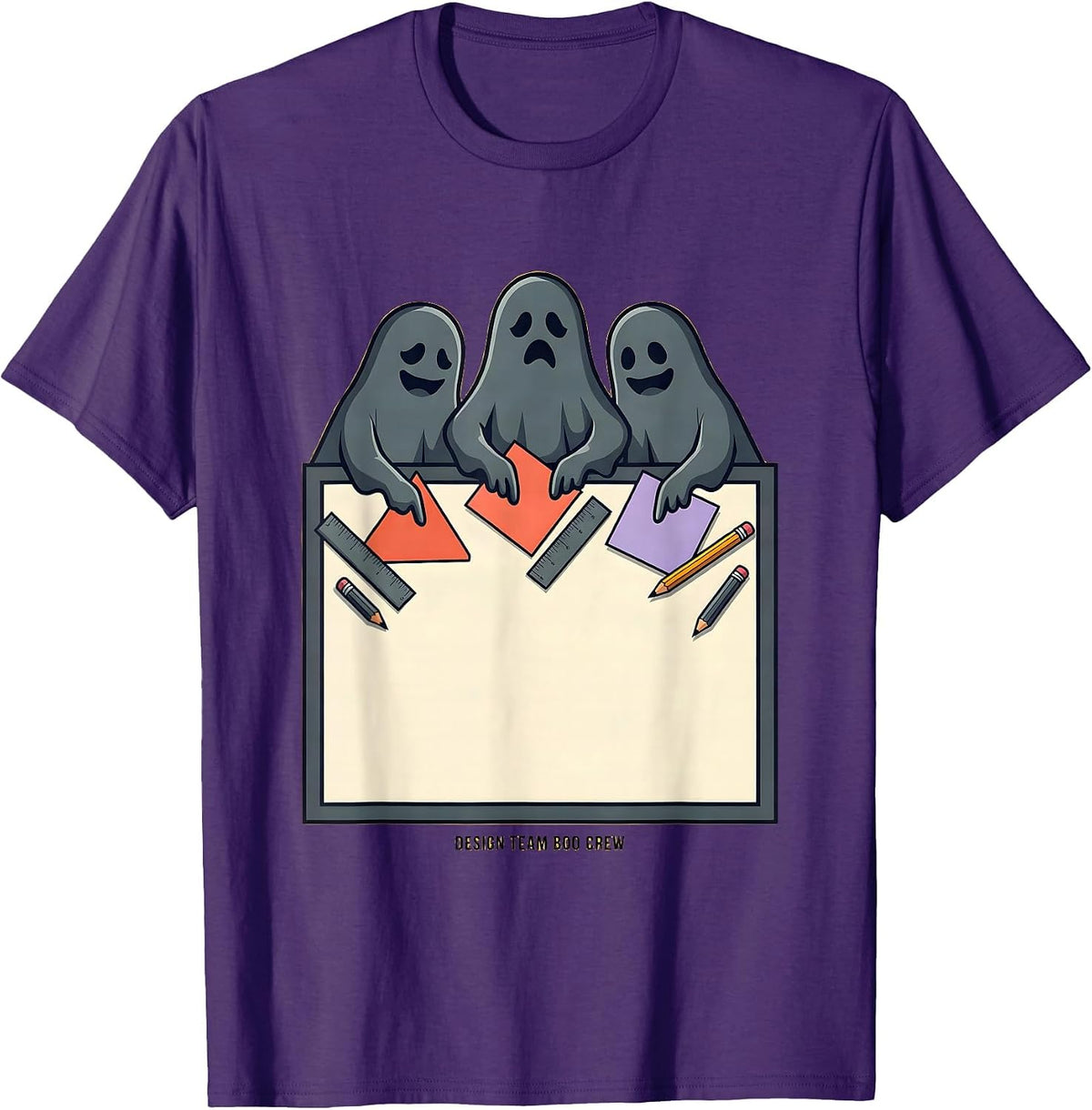 Men's Design Team Boo Crew Halloween Ghost Matching Squad T-Shirt - Purple