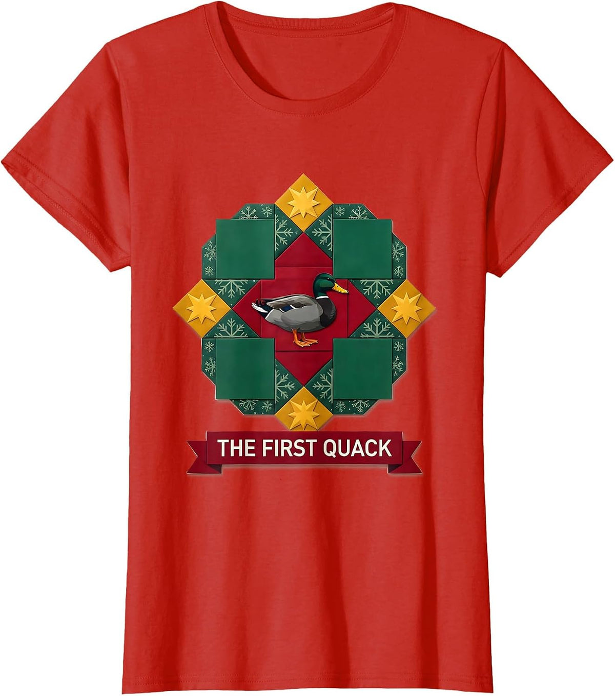 The First Quack Funny Rubber Duck Christmas Pajama Humor T-Shirt - Red