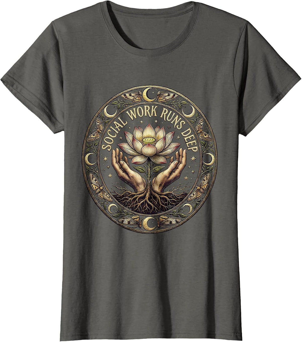 Women's Social Work Runs Deep Social Worker Design T-Shirt - Asphalt Grey