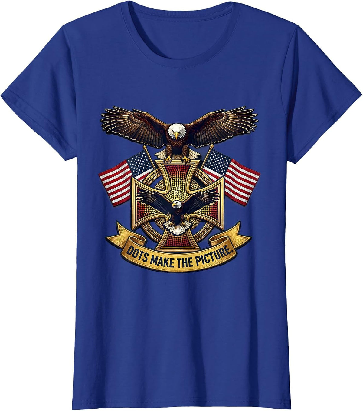 Women's Dots Make The Picture Artistic Dot Design T-Shirt - Royal Blue