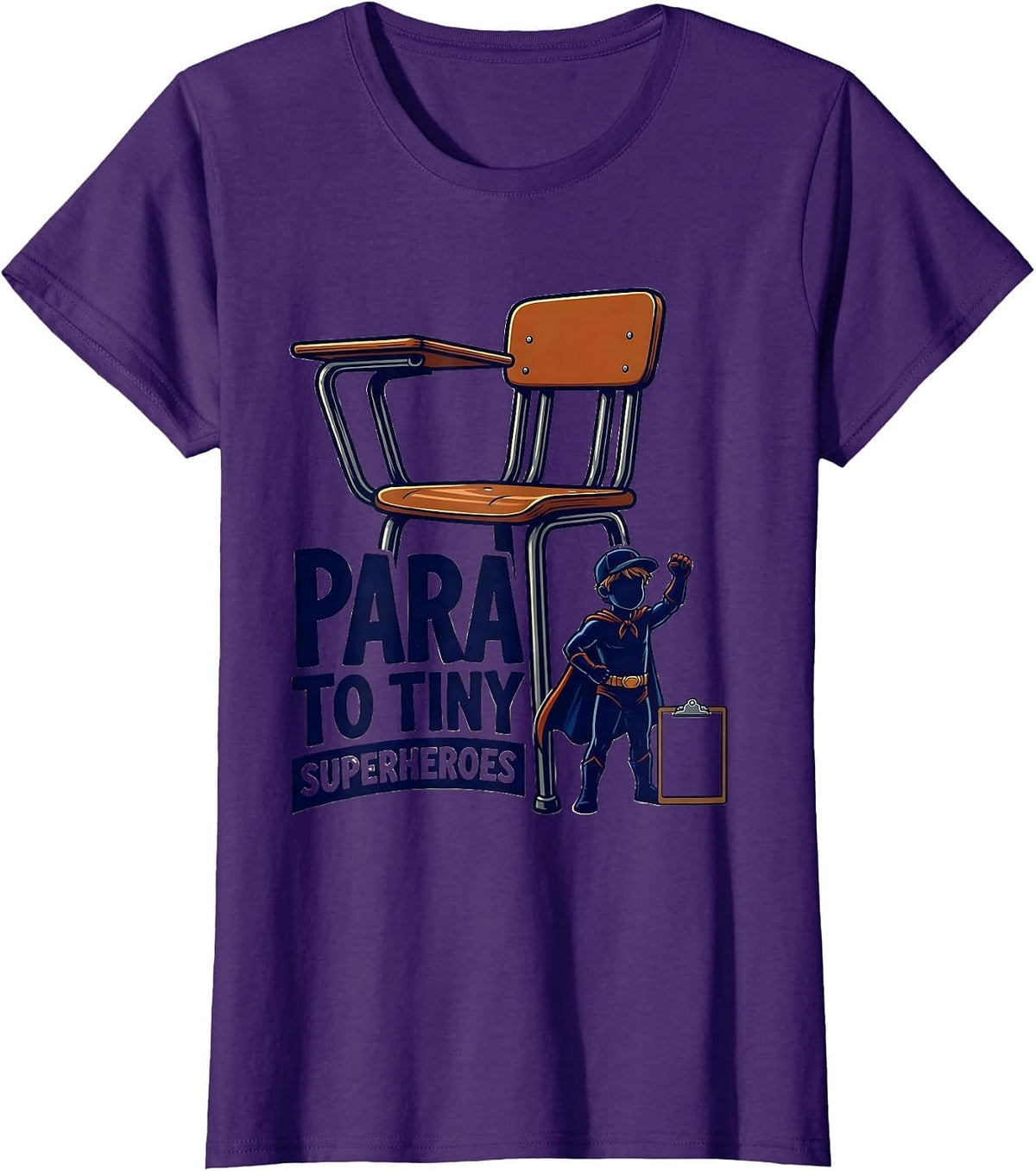 Women's Para To Tiny Superheroes Funny Teacher Superhero Identity T-Shirt - Purple