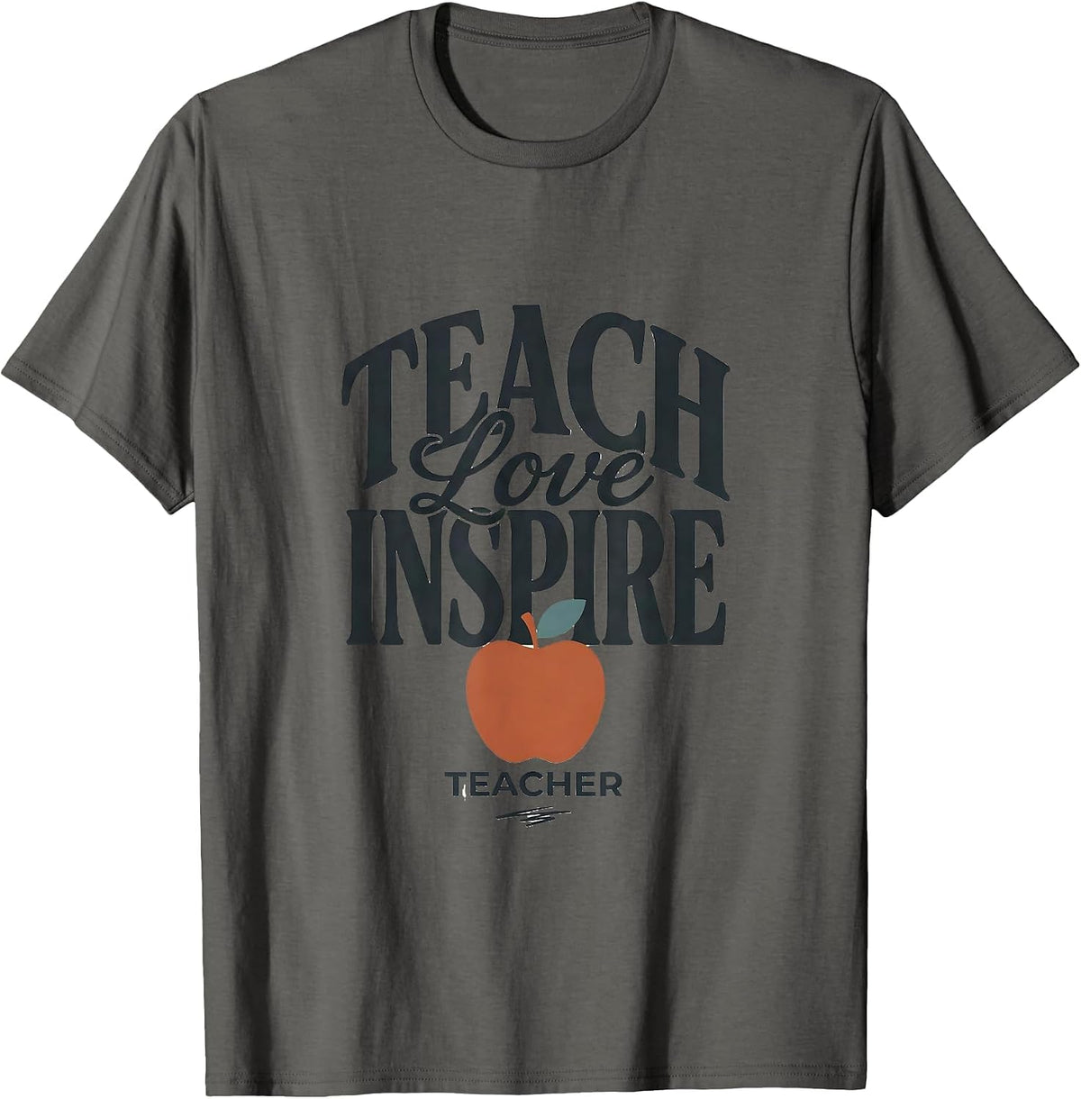Teach Love Inspire Teacher Retro Classroom Back To School T-Shirt - Asphalt Grey