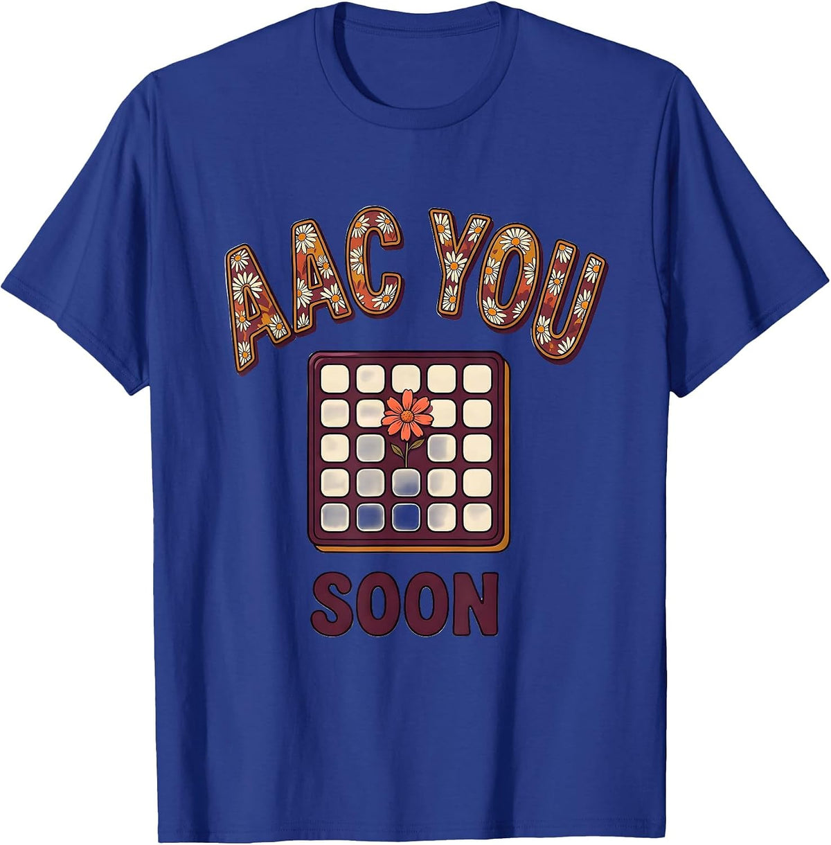 Men's AAC You Soon Retro Floral Speech Language Pathologist SLP T-Shirt - Royal Blue