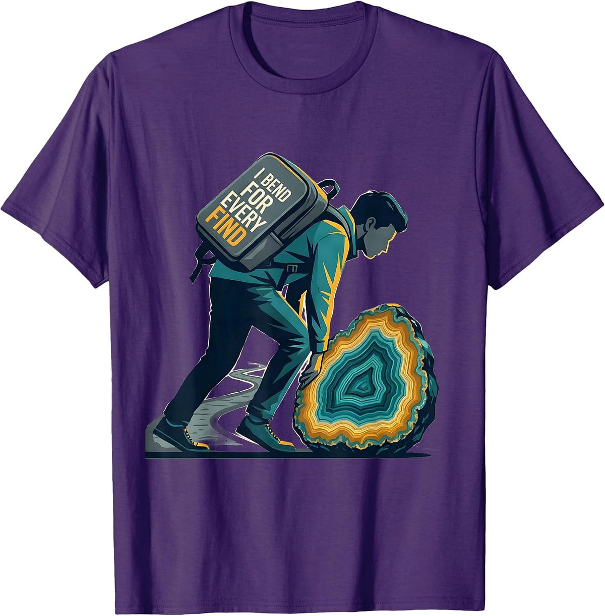 I Bend For Every Find Funny Rock Collector Geode Hunter T-Shirt - Purple