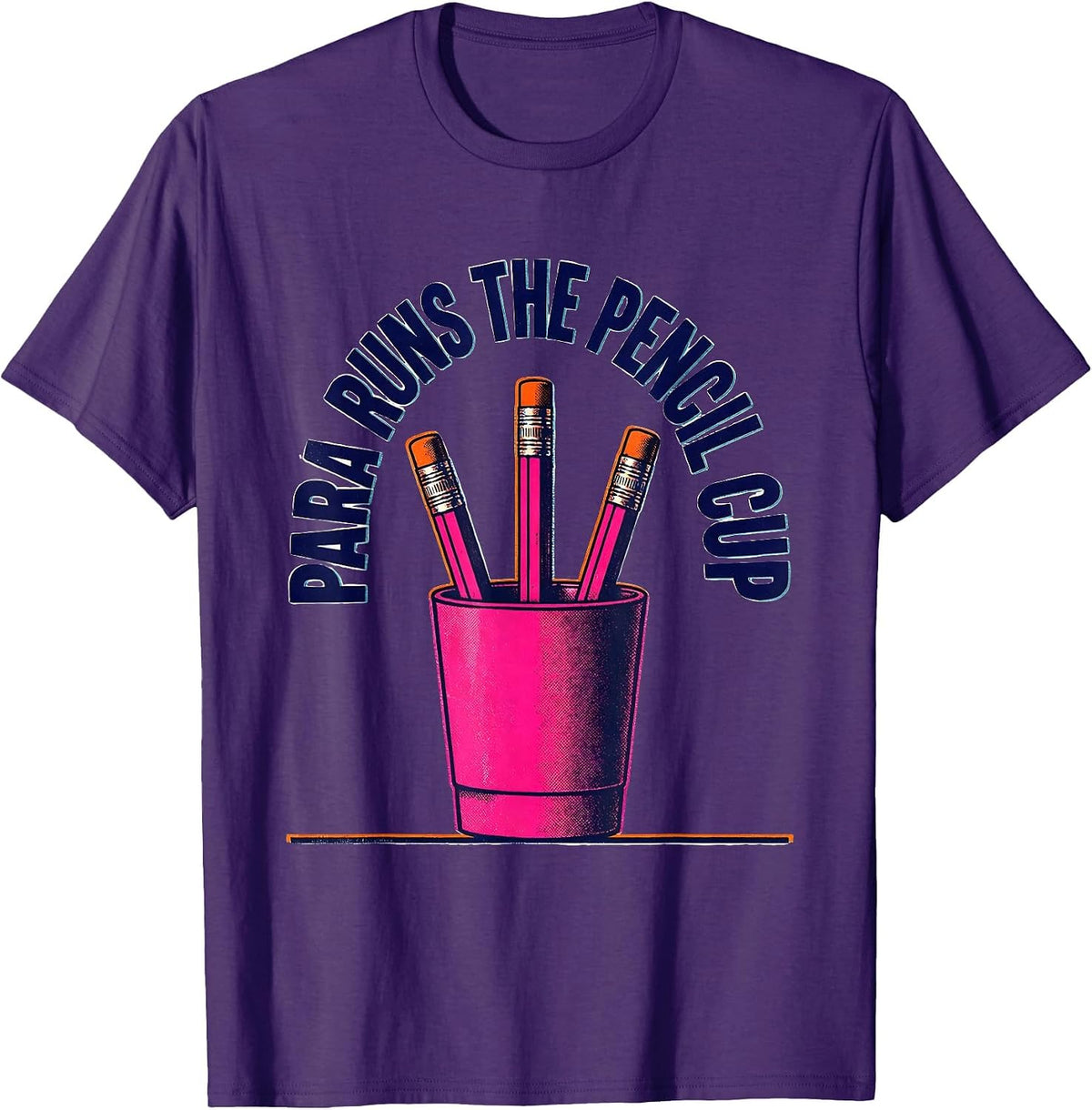 PARA Runs The Pencil Cup Risograph Paraeducator Back T-Shirt - Purple