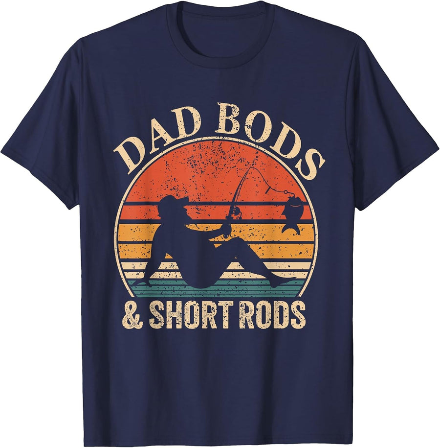 Dad Bods and Short Rods Funny Fishing Lovers Vintage T-Shirt - Navy Blue