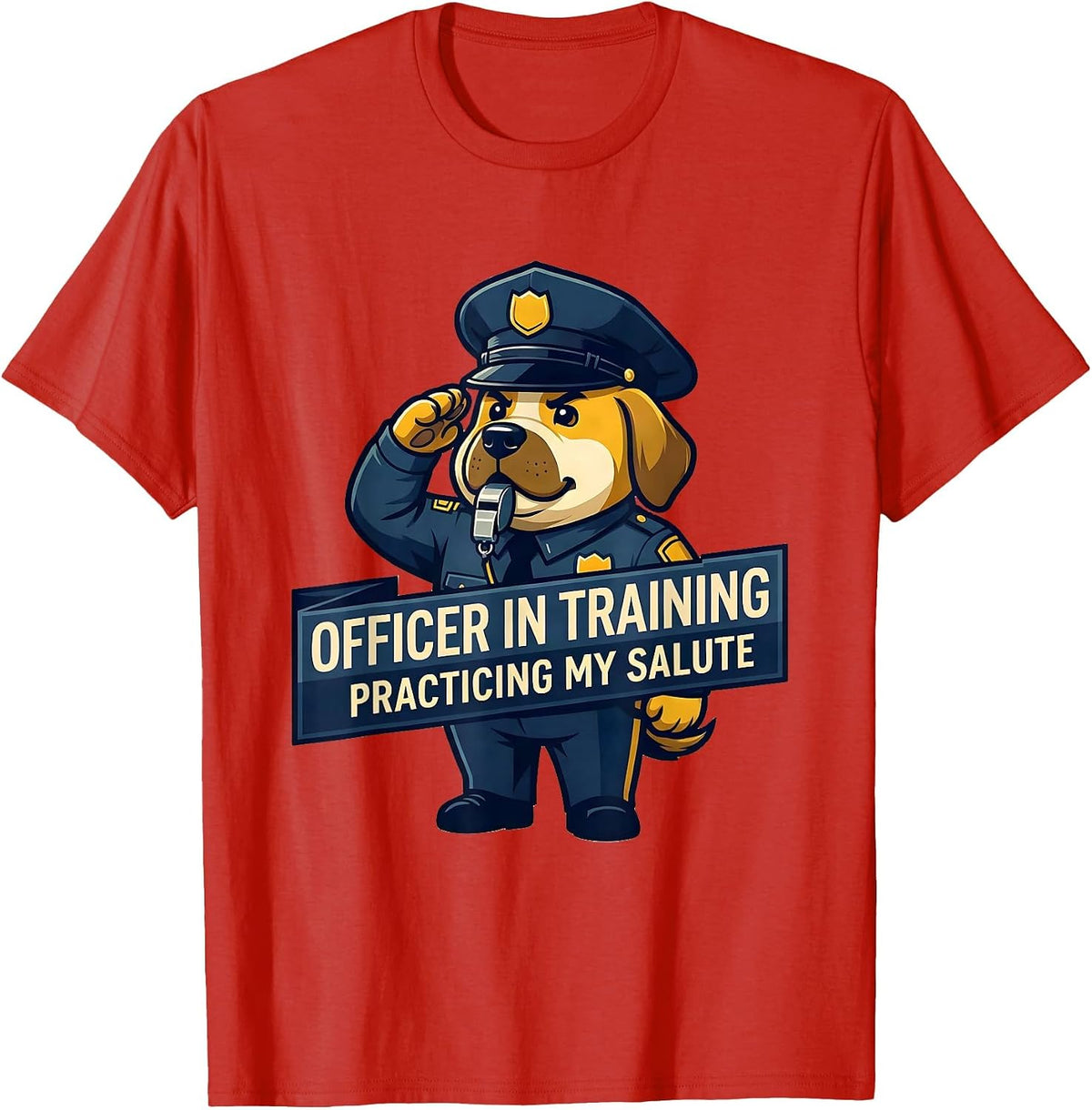 Men's Officer In Training, Practicing My Salute Police Officer T-Shirt - Red