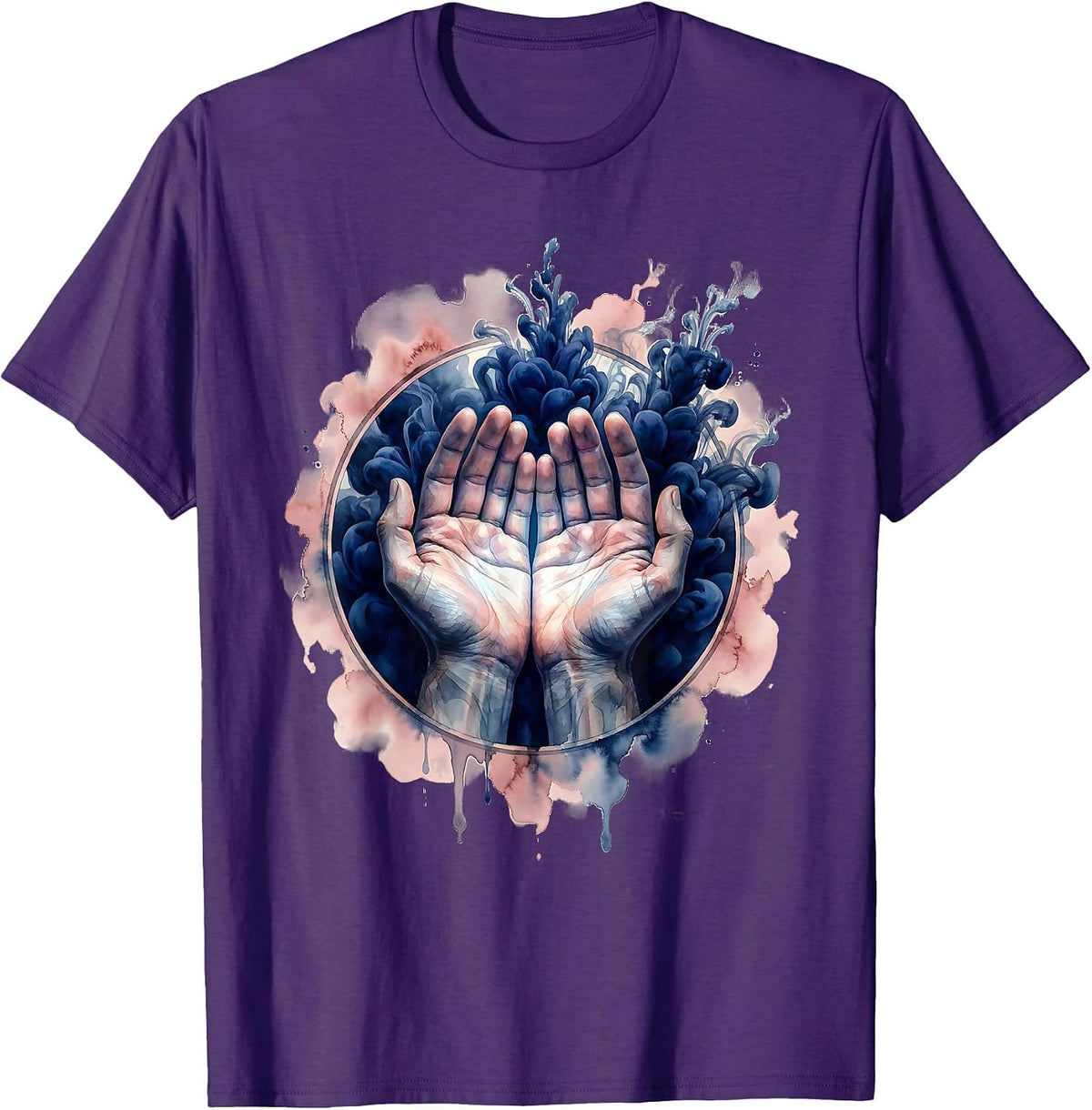 Hands Washing Away Dark Ink Stains Graphic T-Shirt - Purple