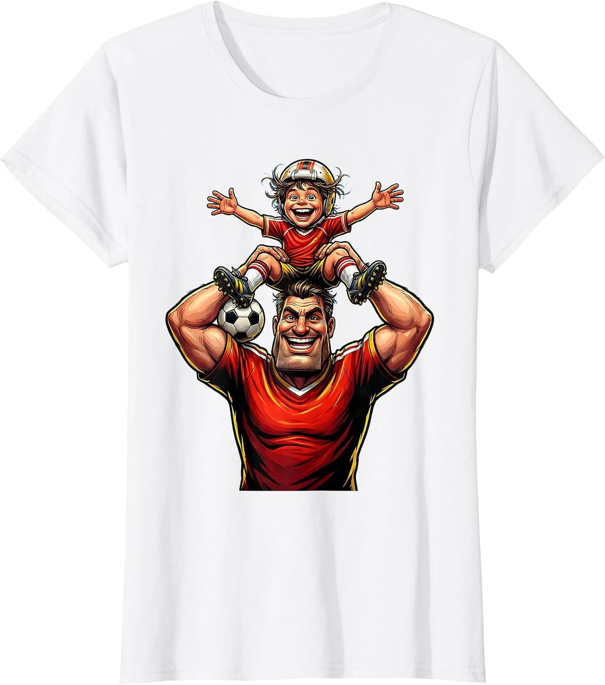 Women's Soccer Dad Lifting Young Player Celebration T-Shirt - White