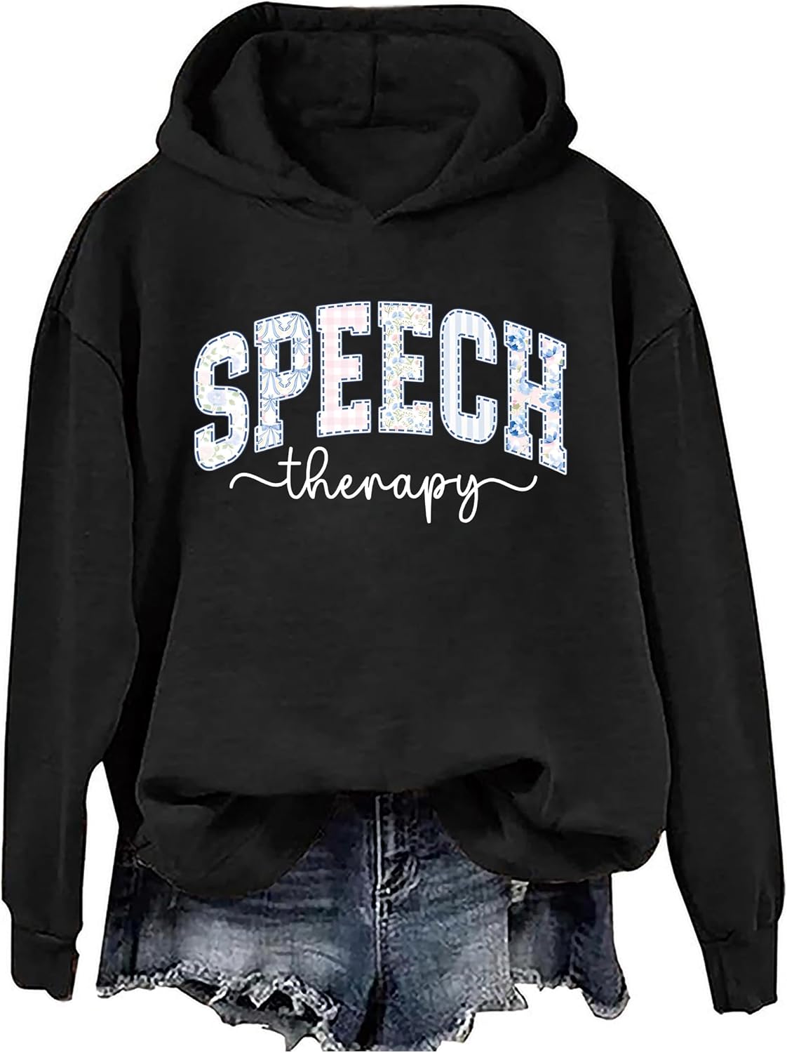Speech Therapy Sweatshirts For Women Speech Language Pathology Sweatshirt Language Pathology Gifts Shirt - Hooded Neck Black