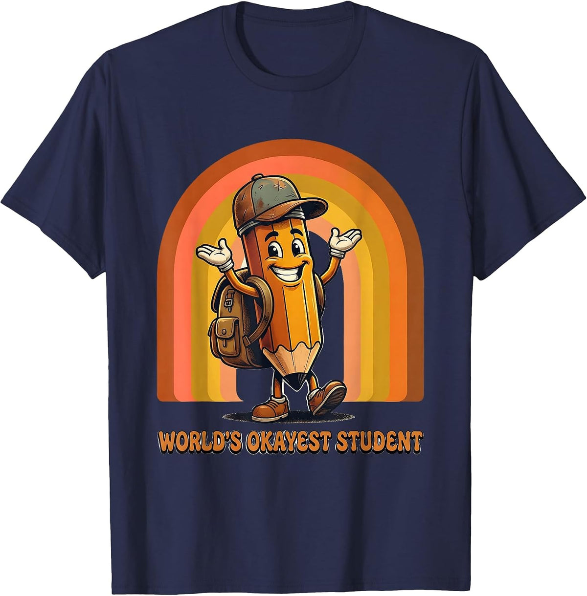 World's Okayest Student 2nd Grade Design T-Shirt - Navy Blue