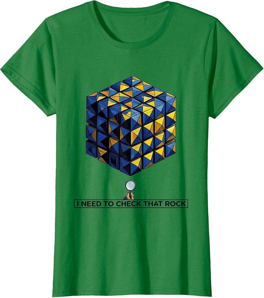 Women's I Need To Check That Rock Funny Rock Collector Geology Humor T-Shirt - Kelly Green