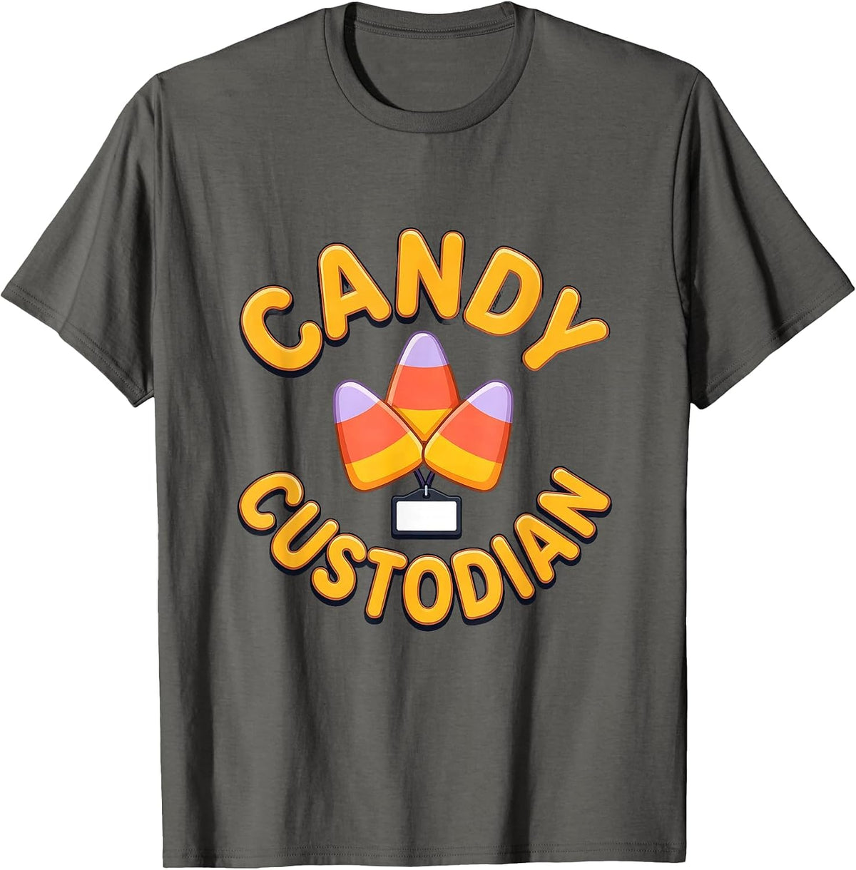Men's Candy Custodian Funny Halloween Costume Group Humor T-Shirt - Asphalt Grey