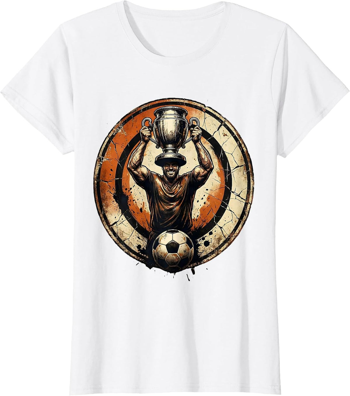 Soccer Dad Trophy Illustration Graphic T-Shirt - White